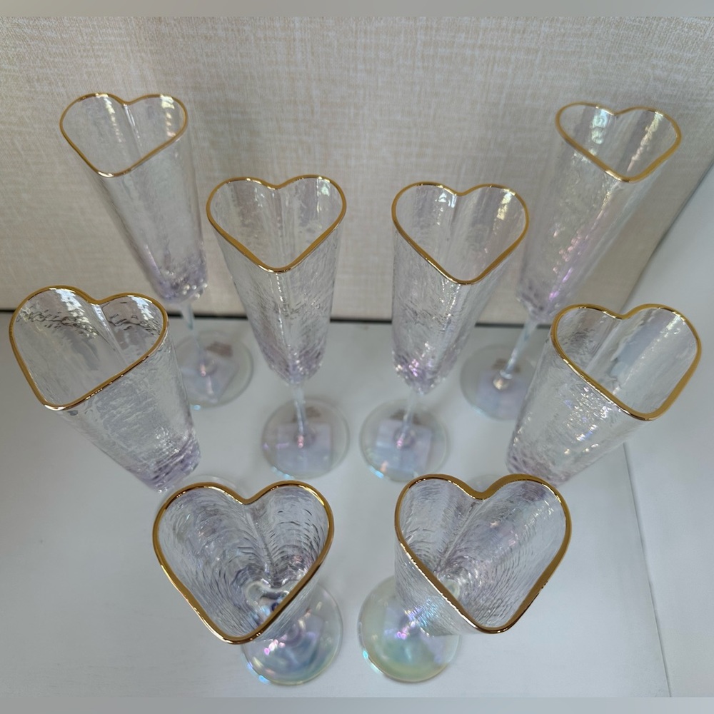 Eight David Tutera Heart Wedding Valentine’s Event Iridescent Champagne Glasses